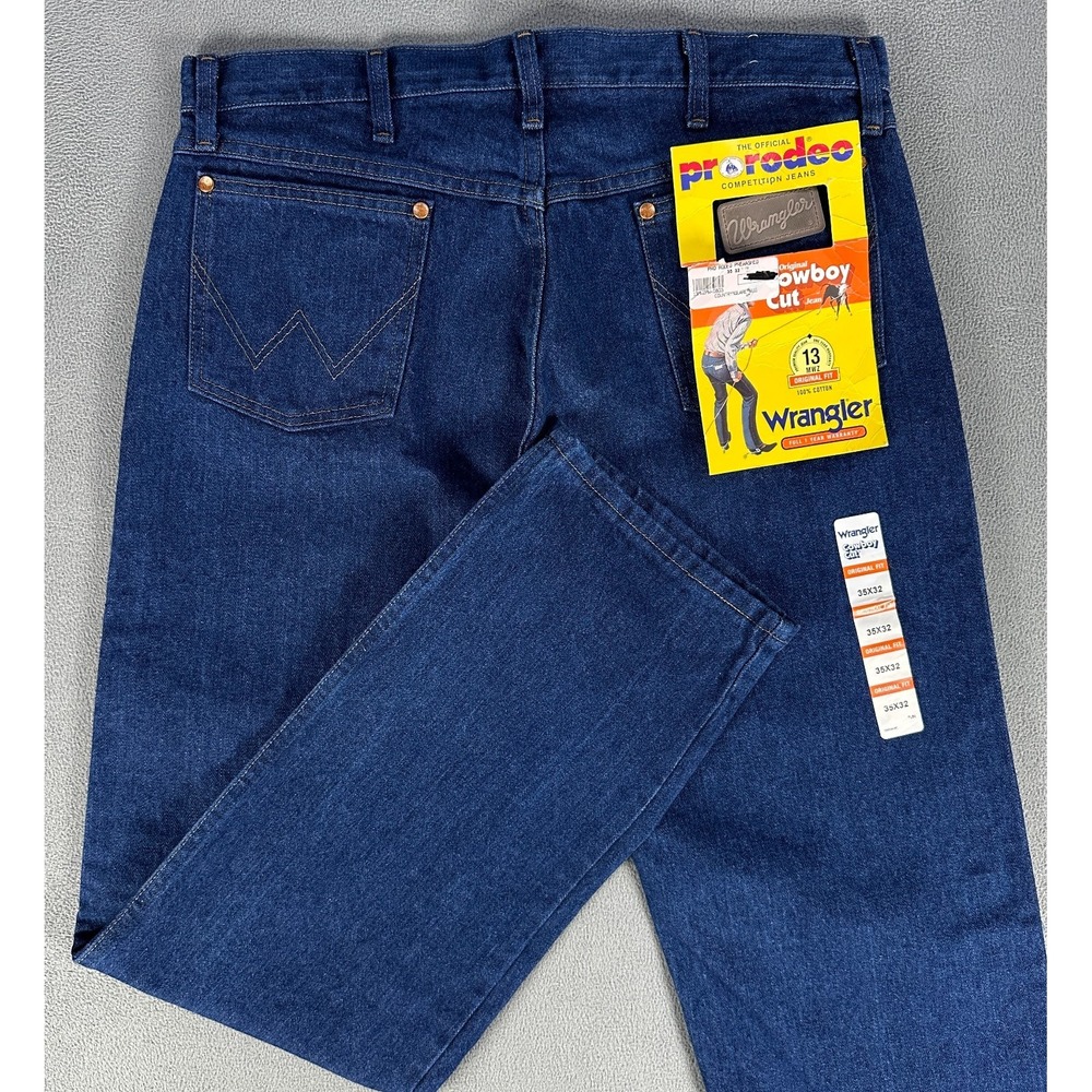 Wrangler Jeans 35x32 Blue Dark Cowboy Cut Original Western 13MWZ Pro Rodeo New